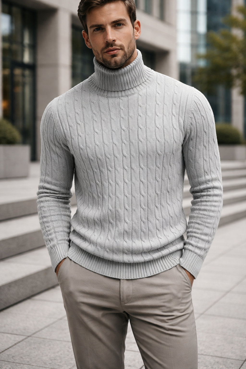 Brian | Cable Knit Turtleneck Sweater