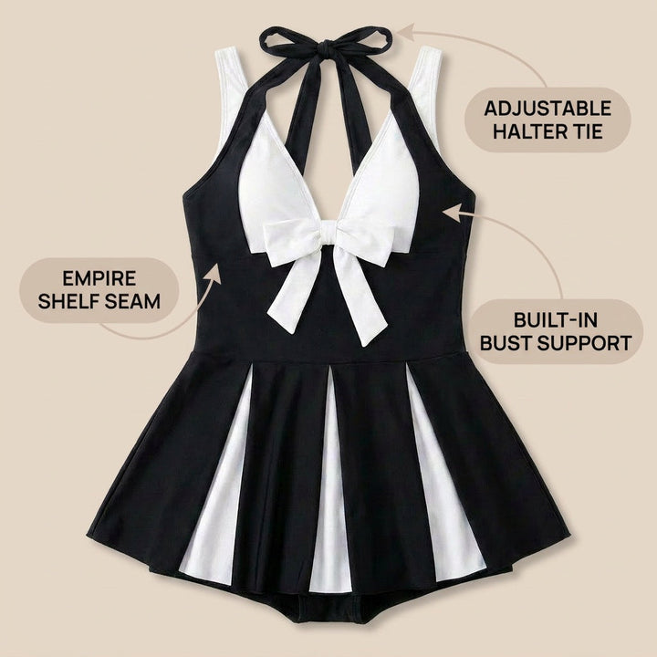 Soliera – Women's Plus-Size Halter Swimdress with Boy Shorts